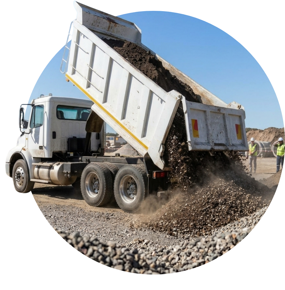Materiales de construcción — camión con triturados